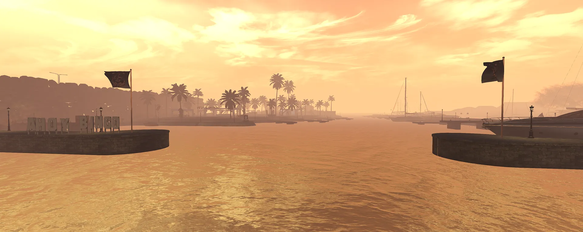 Golden hour at the entrance to the Eastfield marina
