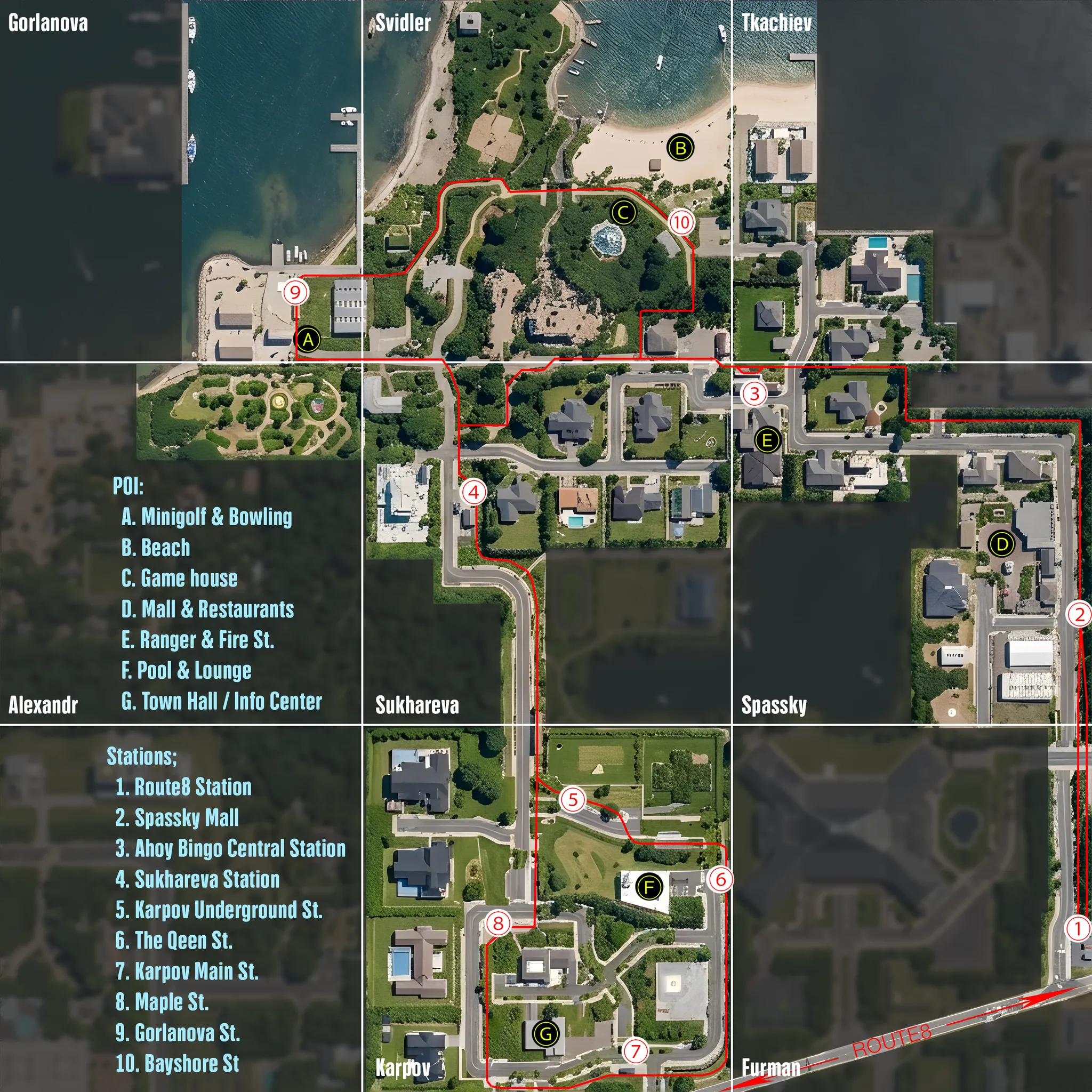 Aerial map of the Ahoy Bingo regions